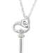 รูปย่อ Sterling Silver Diamond Cut-Out Heart Key Pendant (1/20 cttw), 18" รูปที่3