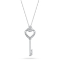 10k White Gold Heart Key with Diamonds Pendant (0.02 cttw, I-J Color, I2-I3 Clarity), 18