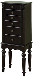 Petitle Jewelry Armoire with Spindle Turned Legs in Ebony Black Finish ( Antique )