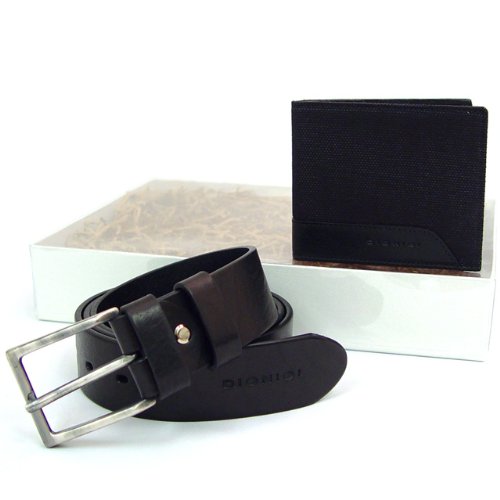 Men's Nylon and Leather Wallet and Casual Belt Set (calfskin belt ) รูปที่ 1