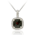 Sterling Silver Garnet & Diamond Accent Square Pendant