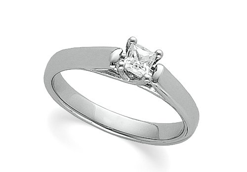 Diamond Princess Cut Platinum Engagement Ring รูปที่ 1