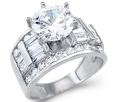 Solid 14k White Gold Solitaire CZ Cubic Zirconia Engagement Wedding Ring 4.0 ct