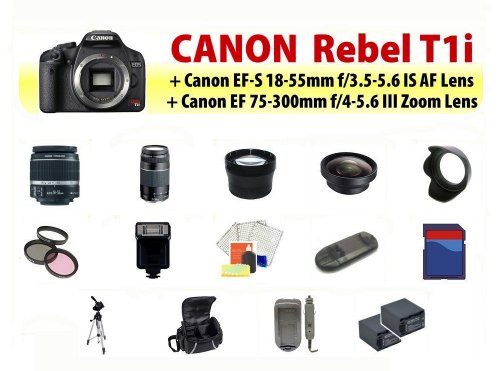 Review Canon EOS Rebel T1i Digital SLR Camera with Canon EF-S 18-55mm f/3.5-5.6 Lens & Canon EF 75-300mm f/4-5.6 III Telephoto Zoom Lens + Premium T1i SLR Lens Accessory Package รูปที่ 1