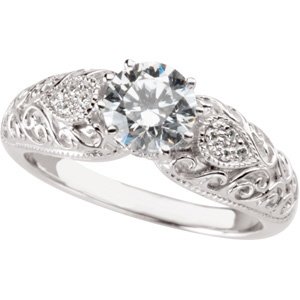 Classy! High Fashion! Women's 14k White-gold 1CT Round Moissanite & Diamond Engagement Ring รูปที่ 1