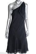 Lauren Ralph Lauren Black Versatile Dress Silk Ruched 10 ( Night out Dress )