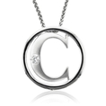 Sterling Silver Alphabet Initial Letter C Diamond Pendant Necklace (HI, SI3-I1, 0.05 carat) - All 26 Letters Available