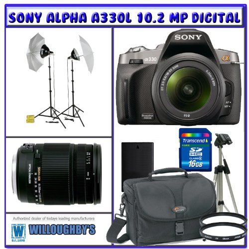 Review Professional Photographers Portrait Pro Series Package + Sony Alpha A330L 10.2 Megapixel Digital SLR Camera + Sigma 18-250mm f/3.5-6.3 DC OS HSM IF Lens + Willoughby's 16GB SDHC Photo Bundle รูปที่ 1