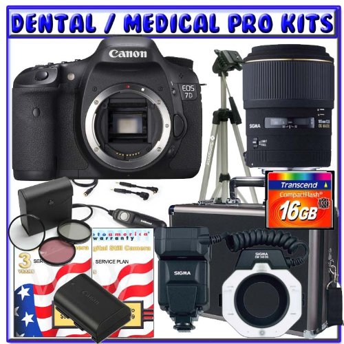 Review Canon EOS 7D 18Megapixel SLR Digital Camera + Sigma 105mm f/2.8 EX DG Medium Telephoto Macro + Sigma Flash Macro Ring EM-140 DG + 16GB CF + Tripod + Hard Case + Remote Shutter Release + Combined 10-Year Digital SLR & Lens Warranty + Willoughby's Dental/Medical Accessory Package รูปที่ 1