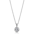 Sterling Silver Round Cubic Zirconia CZ Solitaire Pendant Necklace