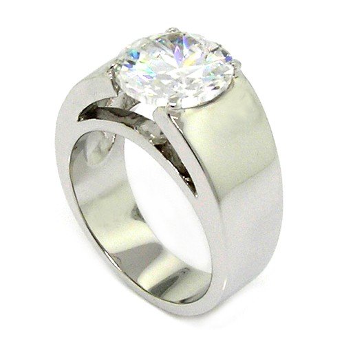 Classic Solitaire Engagement Ring w/Round Brilliant White CZ รูปที่ 1
