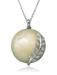 Platinum Plated Sterling Silver Mother-of-Pearl and Cubic Zirconia Pendant, 18