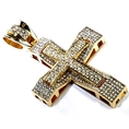 CZ Diamonds Yellow Gold Plated Micro Pave Hip Hop Men's Religious Cross Pendant