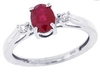 รูปย่อ 1.00Ct Three Stone Genuine Ruby Ring with Diamond in 10Kt White Gold รูปที่3