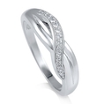 Sterling Silver Ring Cubic Zirconia CZ Twisted Band Ring - Women's Engagement Wedding Ring