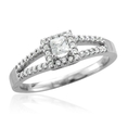 10k White Gold Princess Cut Diamond Engagement Ring Band (HI, I, 0.33 carat)
