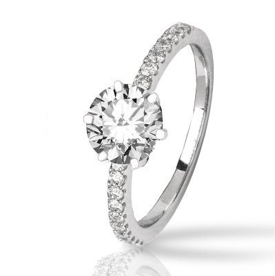 Classic Side Stone Prong Set Diamond Engagement Ring (ring Only) with a 1.5 Carat G VS2 EGL USA Certified Center Stone and 0.23 Carats of Side Diamonds (1.73 Cttw) รูปที่ 1
