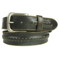 New Mens Black Embedded Bound Chain Leather Snap Belt 