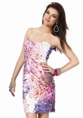 Jovani 9323, Pastel Print Strapless Cocktail Dress ( Night out Dress )