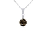 รูปย่อ Sterling Silver 7mm Round Smoky Quartz and Diamond-Accent Pendant, 18" รูปที่1