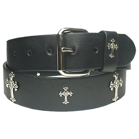 New Black Punk Cross Leather Belt S 30 32  รูปที่ 1