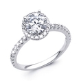 14K White Gold Round with Side Stone CZ Cubic Zirconia Wedding Engagement Ring Band