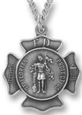 Sterling Silver St. Florian Maltese Cross Medal Pendant 20
