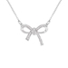 รูปย่อ Sterling Silver Diamond Bow Pendant (1/10 cttw, H-I Color, I2-I3 Clarity), 17" รูปที่1