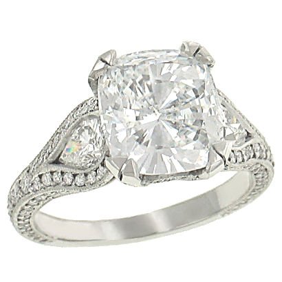 Pear & Pave Diamond Engagement Ring 1.26cttw (CZ ctr) รูปที่ 1