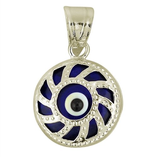 Sterling Silver Circle Evil Eye Pendant. Gift Box Included รูปที่ 1