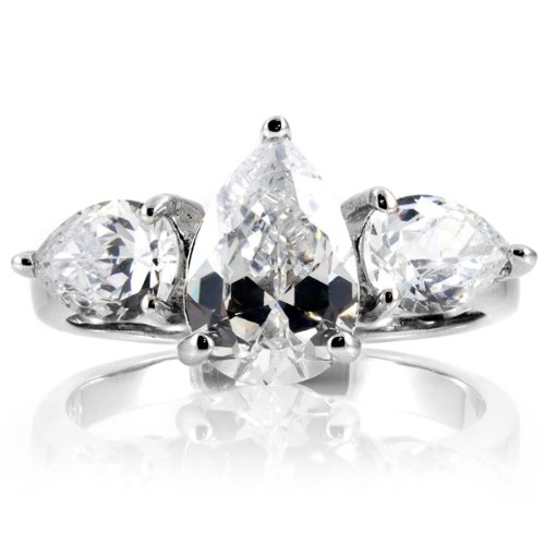 Inspired by Jessica Simpson Engagement Ring - Pear Cut CZs รูปที่ 1