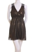 รูปย่อ Banana Monkey Macramé Empire Waist Lined Mini Dress Metallic Olive ( Casual Dress ) รูปที่1