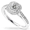 1/2 Carat 14k White Gold Asscher & Round Diamond Engagement Ring