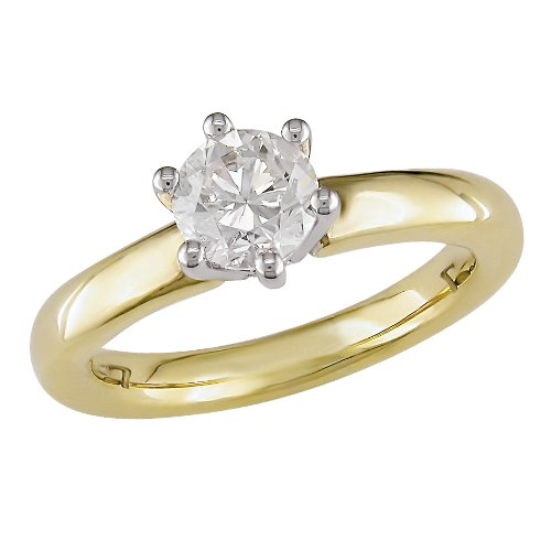 18K Yellow Gold 3/4 ctw Diamond Solitaire Tiffany Ring รูปที่ 1