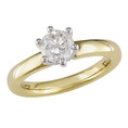 18K Yellow Gold 3/4 ctw Diamond Solitaire Tiffany Ring