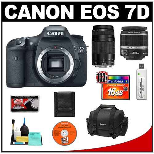 Review Canon EOS 7D Digital SLR Camera Body + Canon 18-55mm IS Lens + Canon 75-300mm III Lens + 16GB Card + Canon 2400 DSLR Gadget Bag Case + Accessory Kit รูปที่ 1