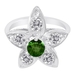 รูปย่อ Platinum Emerald & Diamond Flower Design Ring (1 ctw) รูปที่1