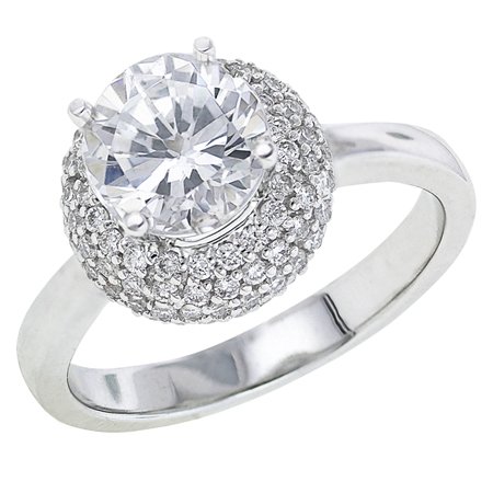 14k White Gold with 1ct Moissanite and Round Diamond Ring รูปที่ 1