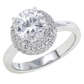 14k White Gold with 1ct Moissanite and Round Diamond Ring