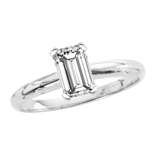 0.92 ct. G - SI3 Emerald Cut Diamond Solitaire Ring (White or Yellow Gold) รูปที่ 1