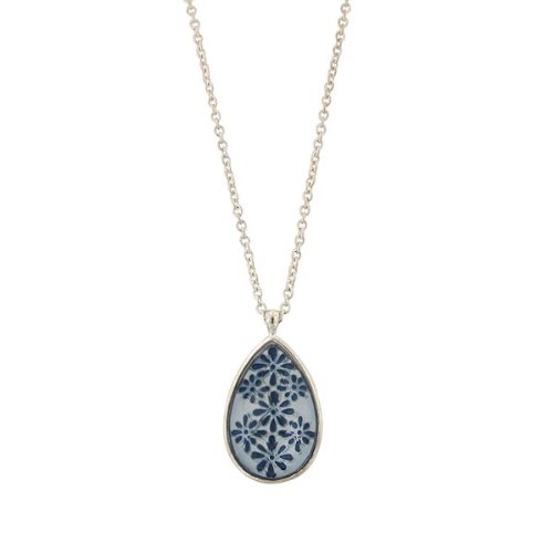 Blue Teardrop Pendant Necklace รูปที่ 1