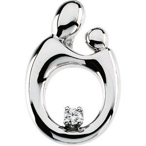 CleverSilver's 14K White Gold Mother & Child Sm Diamond Pendant รูปที่ 1