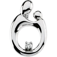 CleverSilver's 14K White Gold Mother & Child Sm Diamond Pendant