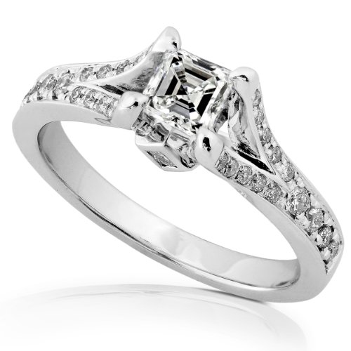 5/8 Carat Asscher Cut Diamond Engagement Ring in 14k White Gold รูปที่ 1