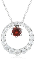 Sterling Silver White Topaz and Garnet Three-in-One Pendant, 18