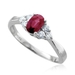 รูปย่อ 18k White Gold 3 Stone Bridal Natural Ruby and Diamond Ring (G, SI1-SI2, 0.95 cttw)-Certificate of Authenticity รูปที่3