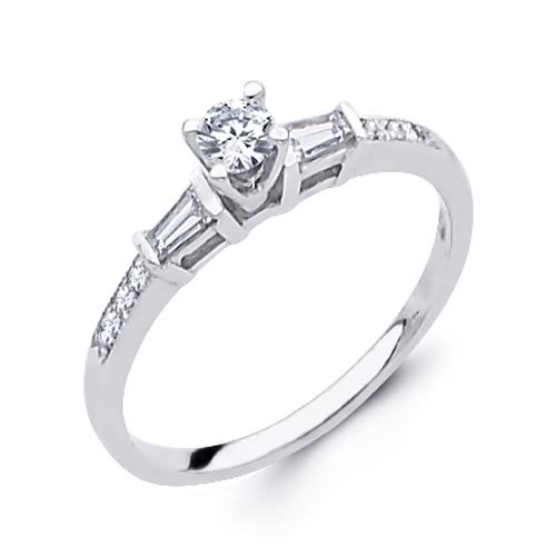 14K White Gold Diamond Wedding Engagement Ring Band with Side Stones (1/2 CTW., GH, SI) รูปที่ 1