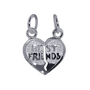 TDP2510 Nickel Free .925 Sterling Silver Best Friends Heart 16mm x 15mm Pendant Charm รูปที่ 1