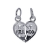 รูปย่อ TDP2510 Nickel Free .925 Sterling Silver Best Friends Heart 16mm x 15mm Pendant Charm รูปที่1