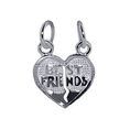 TDP2510 Nickel Free .925 Sterling Silver Best Friends Heart 16mm x 15mm Pendant Charm
